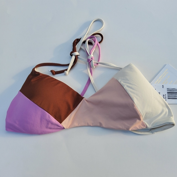 L*Space Sea Glass Halter Colorblock Bikini Swimsuit Top Size XL New - Picture 3 of 8